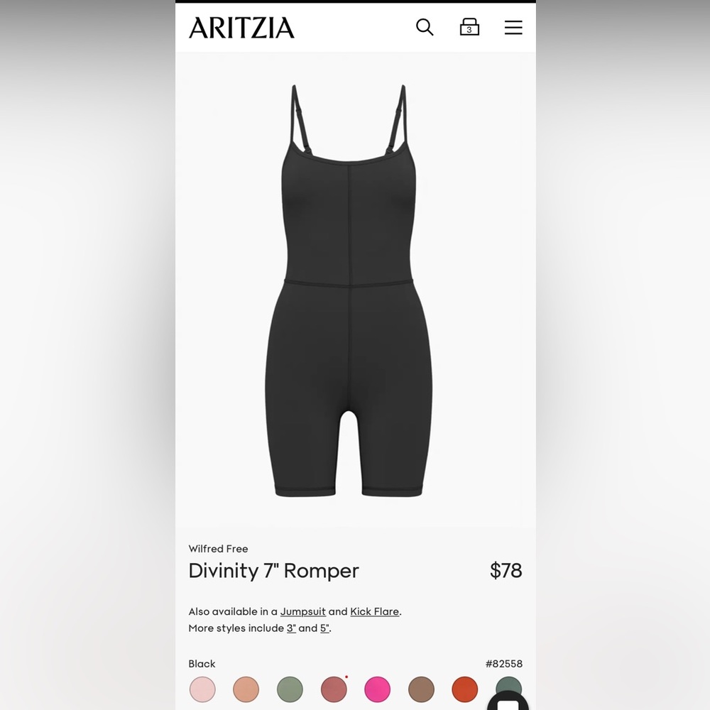 Aritzia divinity 7 inch romper